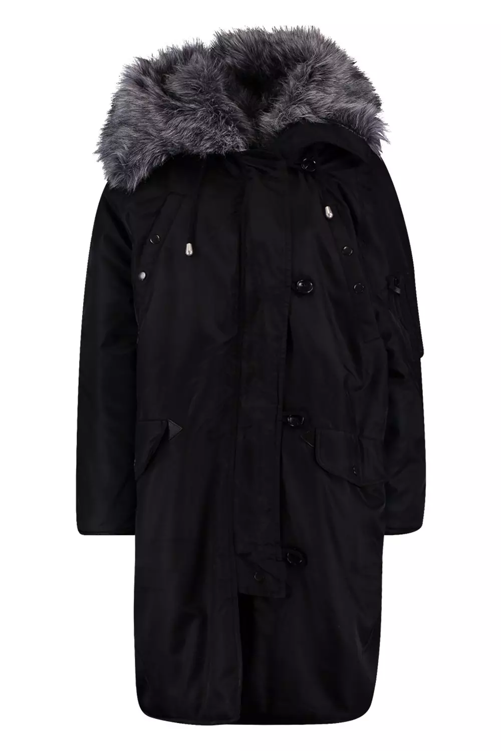 Oversized faux fur 2025 fly hood luxe parka