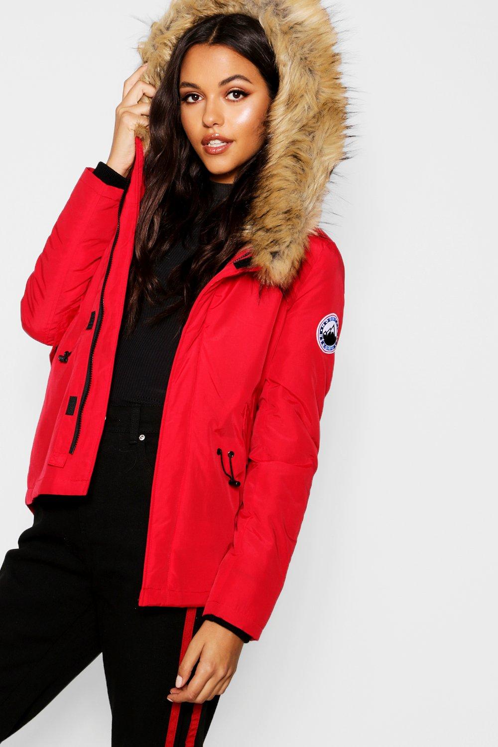 Luxe faux clearance fur sporty parka