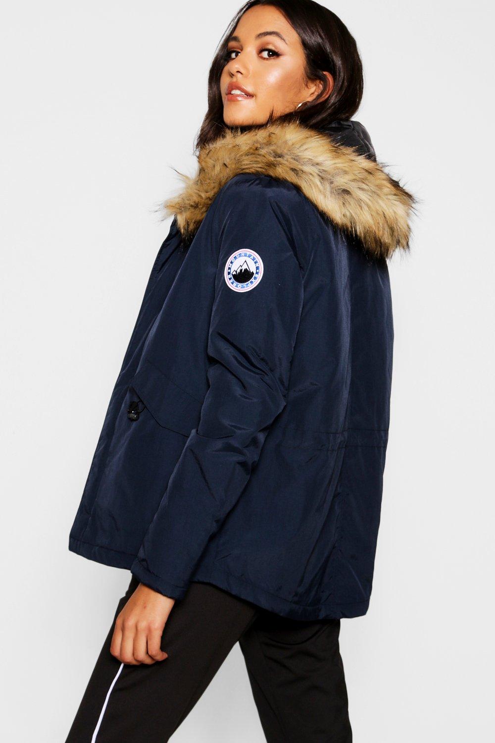 Luxe faux fur sporty parka store