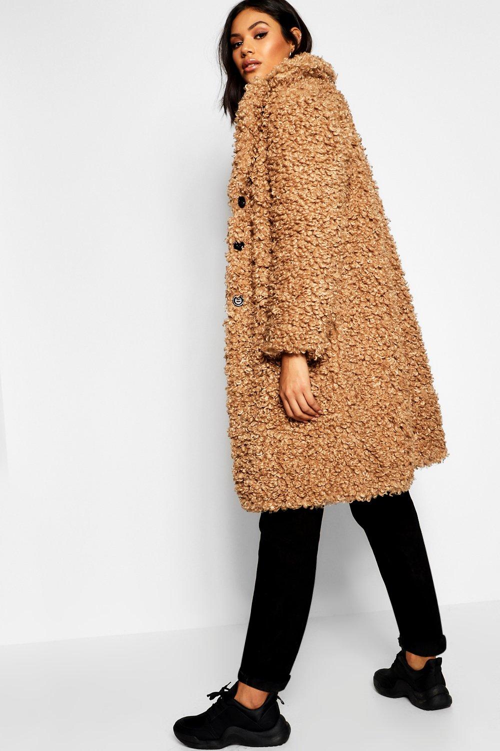 boohoo teddy fur coat