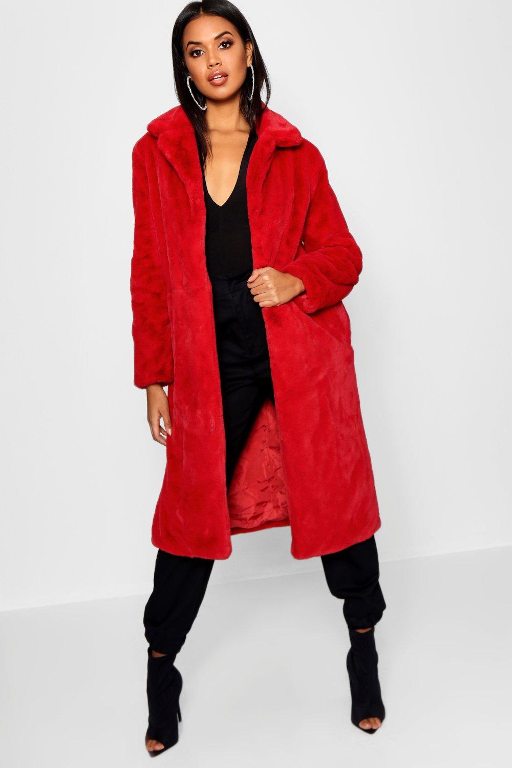 cheap red fur coat