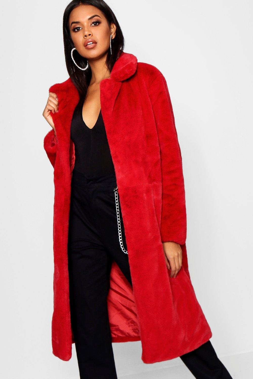 womens red fur coat