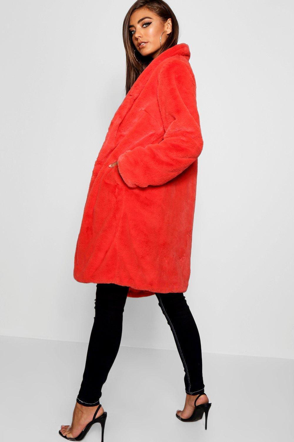 Manteau fausse fourrure orange sale