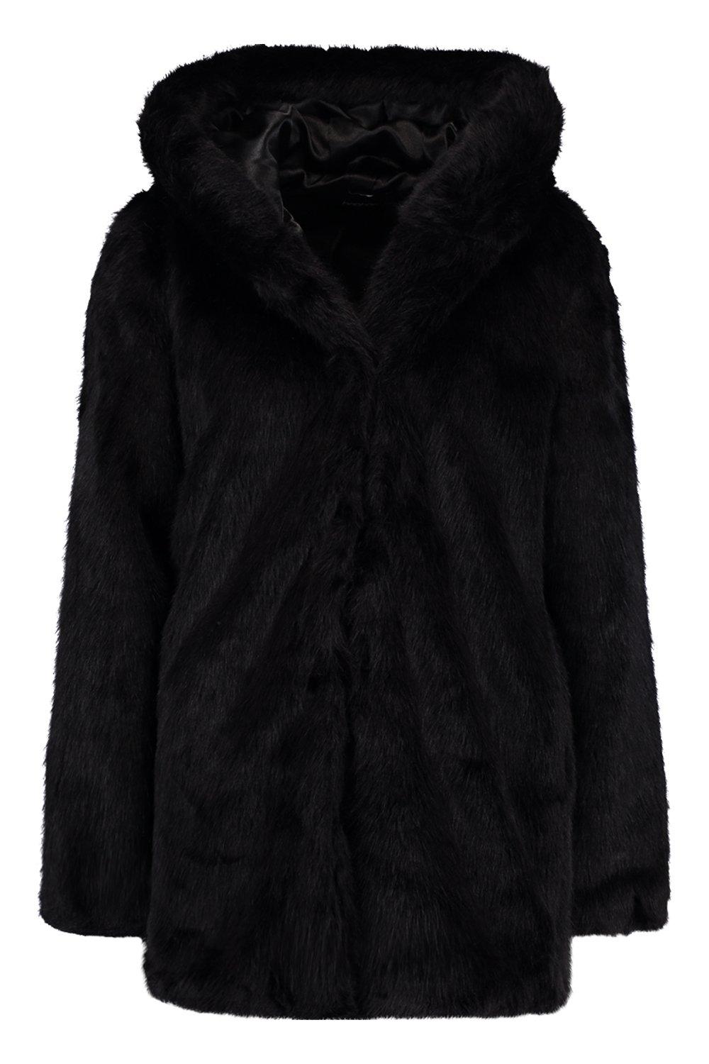 luxe hooded faux fur coat