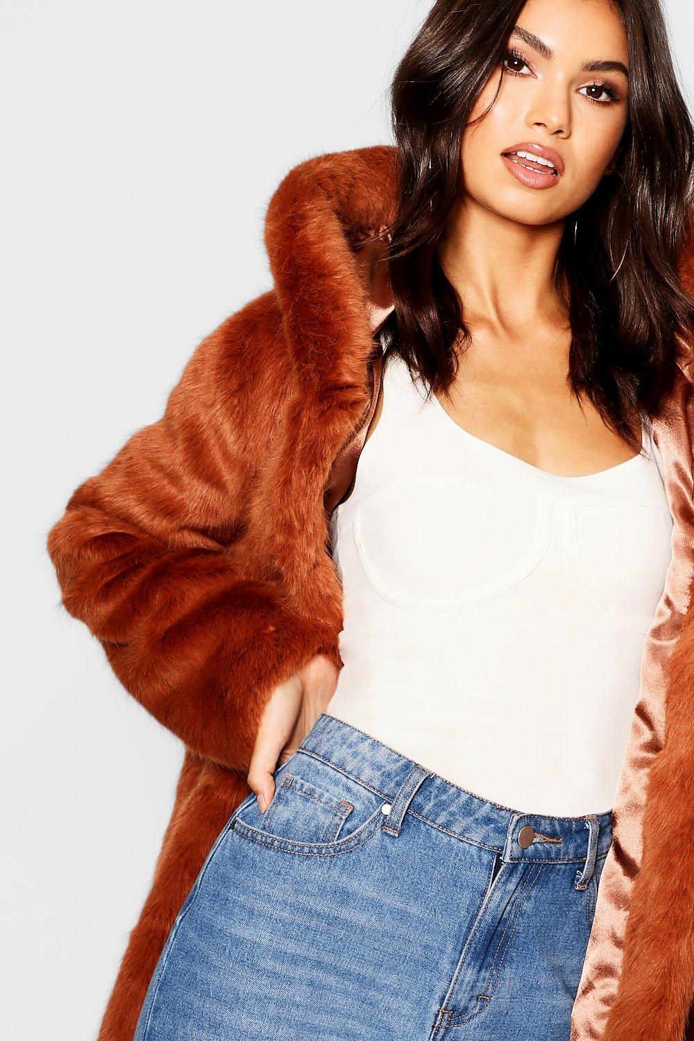 luxe hooded faux fur coat