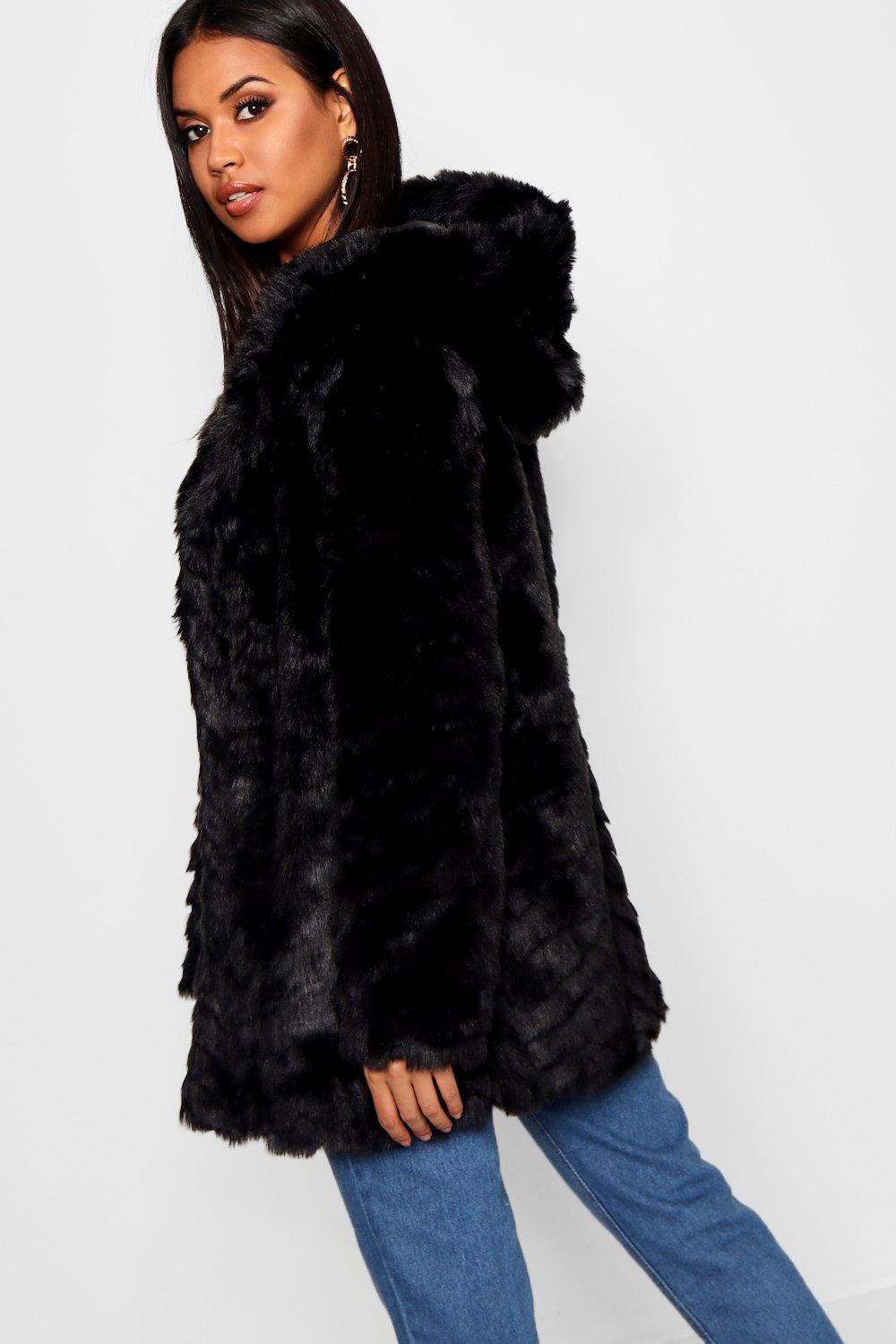 boohoo hooded faux fur coat