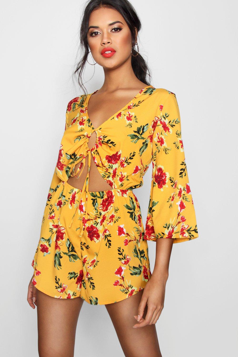 boohoo yellow playsuit