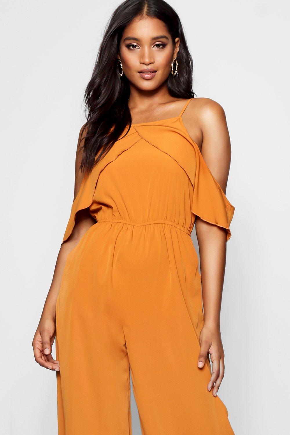 Boohoo cold sale shoulder jumpsuit