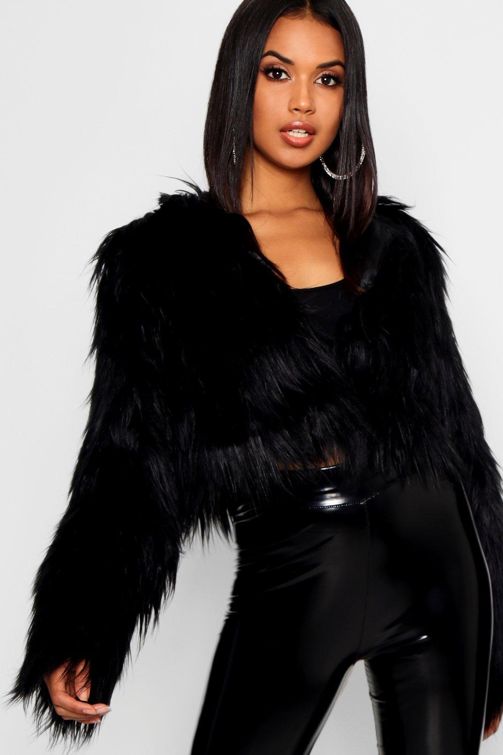 black faux fur jacket