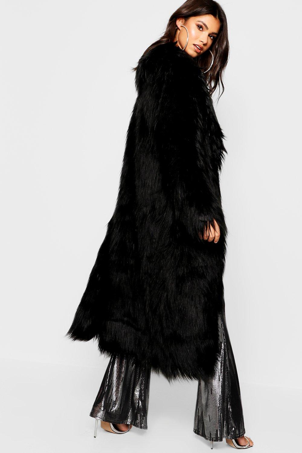 black mongolian faux fur coat