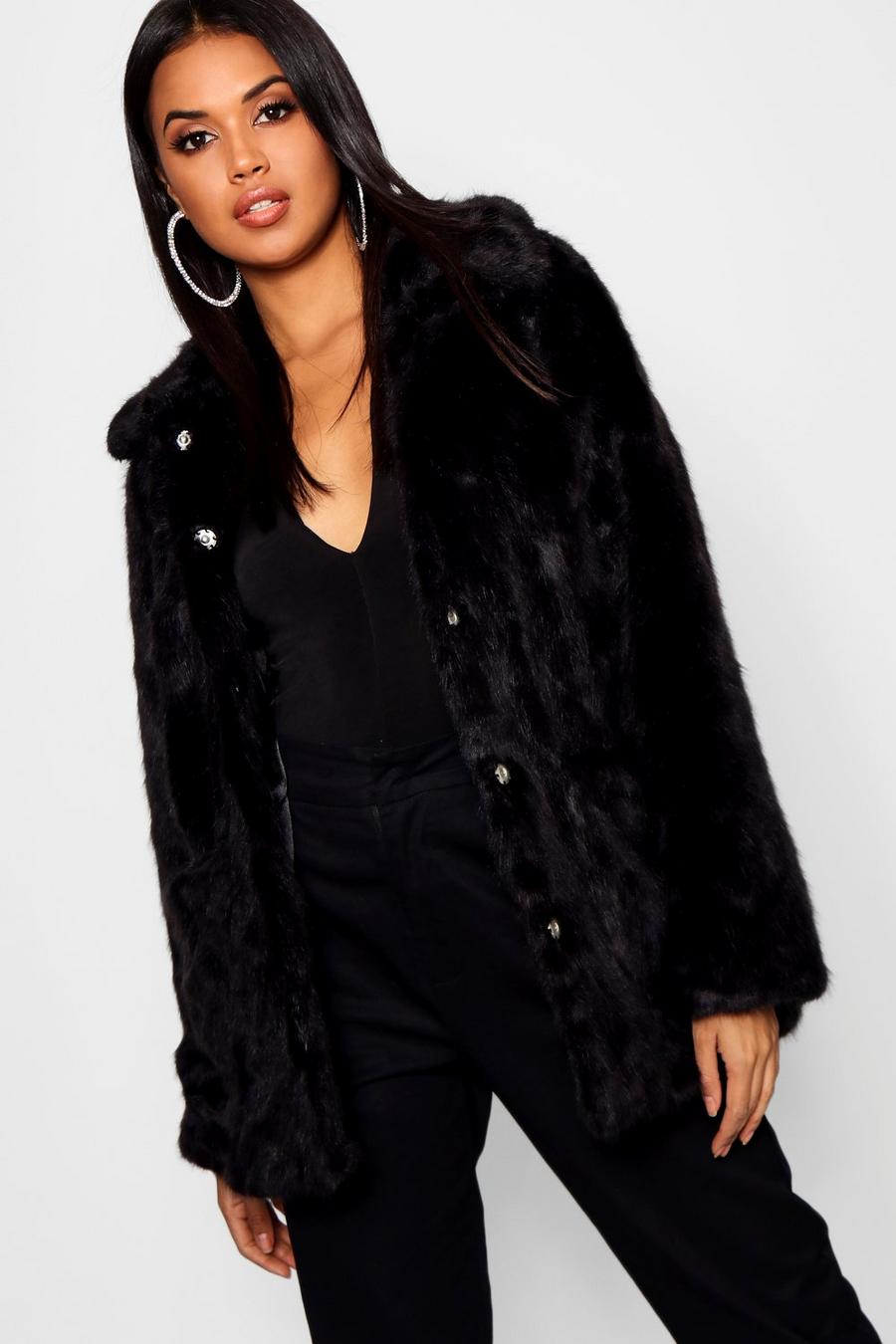 Luxe Collared Faux Fur Coat image number 1