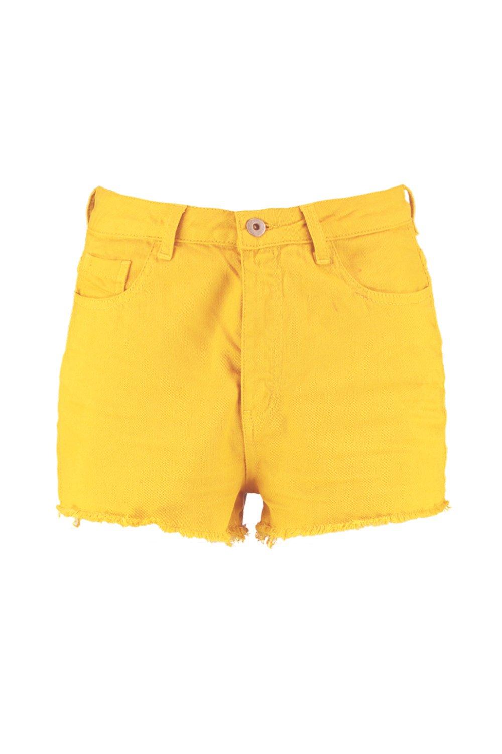 mustard denim shorts