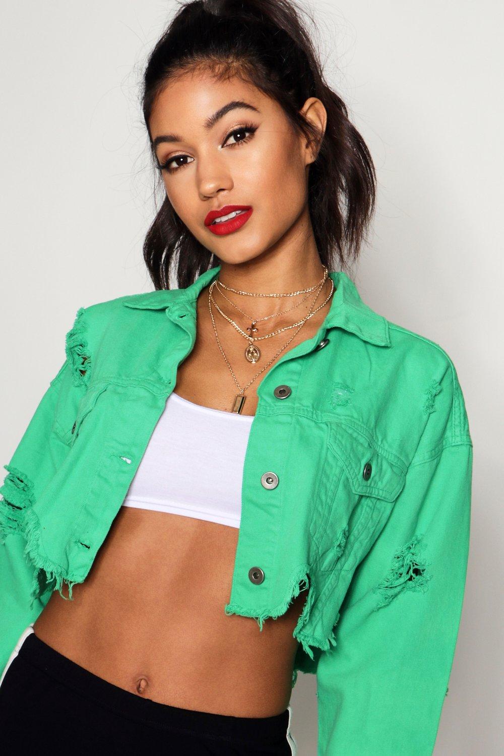 Crop on sale green jacket