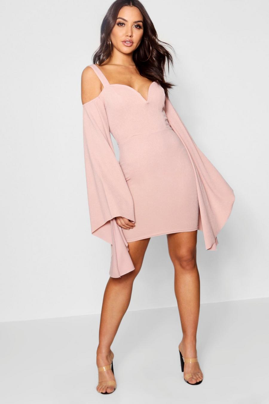 Blush Exaggerated Flare Sleeve Mini Dress image number 1