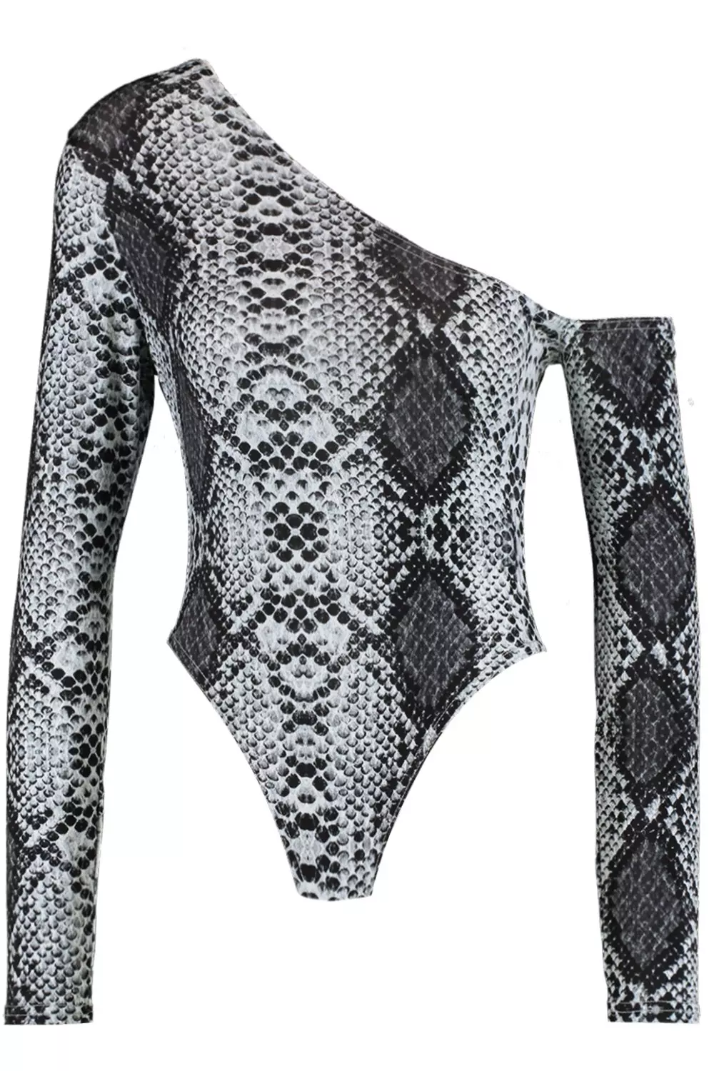 Grey Kyha Asymmetric Snake Print Bodysuit alternative image