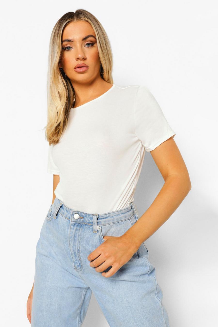 White Basic T-Shirt Bodysuit image number 1