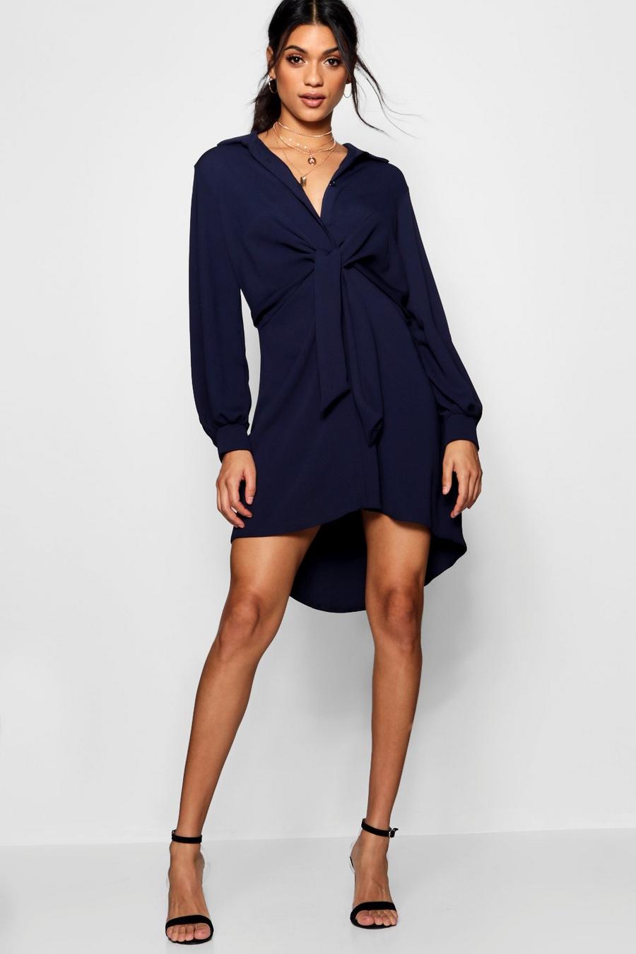 Twist Front Woven Shirt Dress image number 1