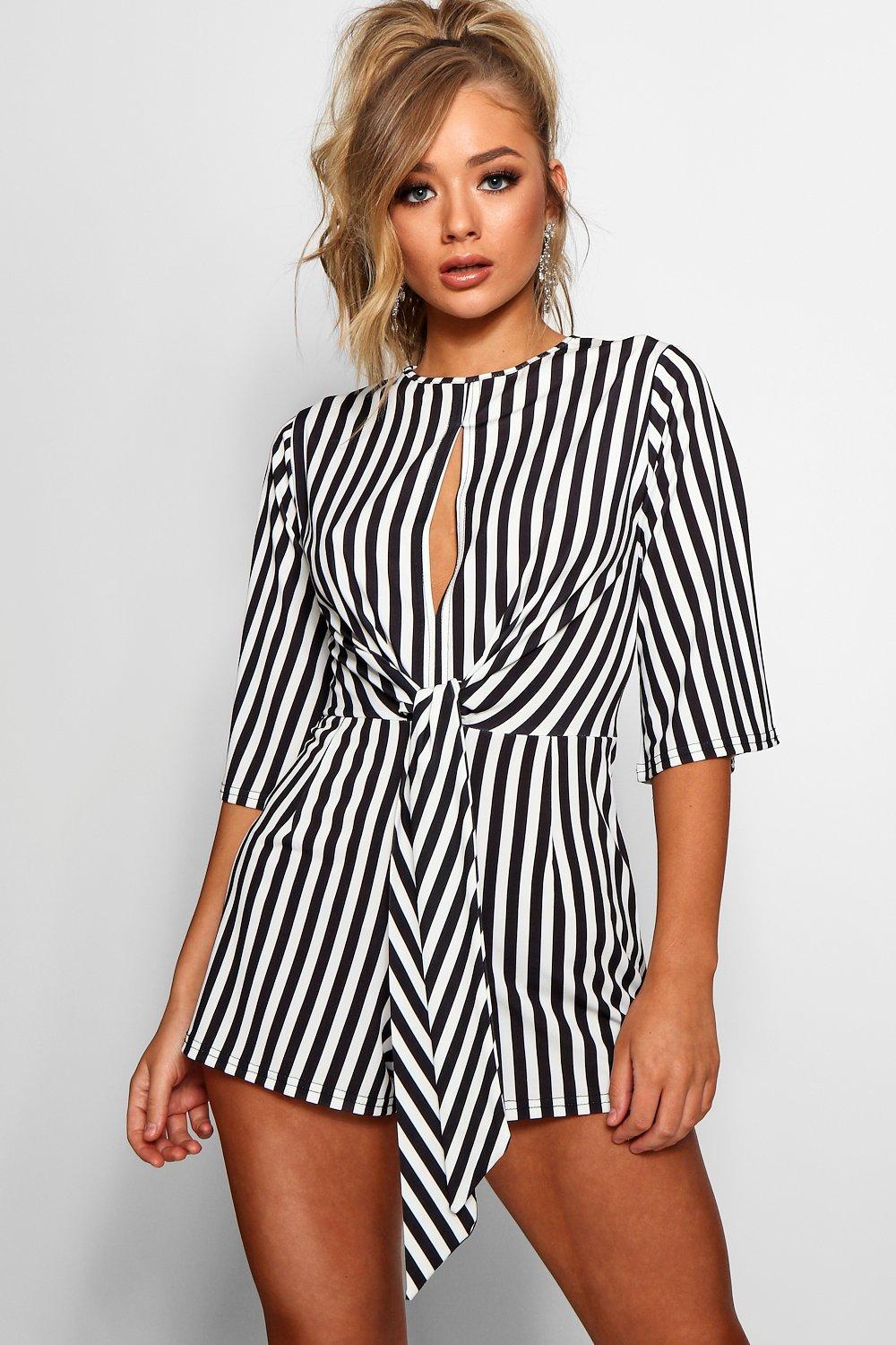 boohoo striped playsuit