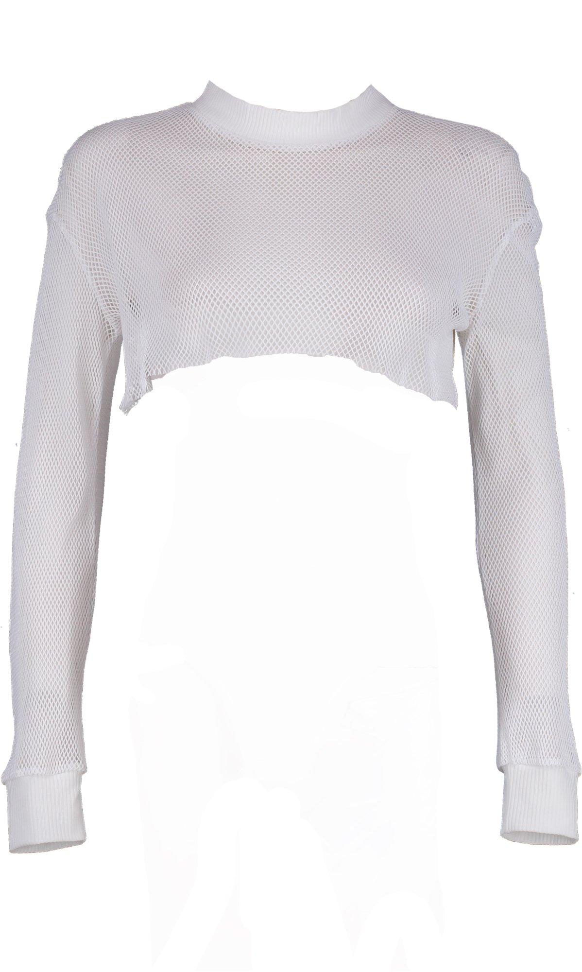 white fishnet dress long sleeve