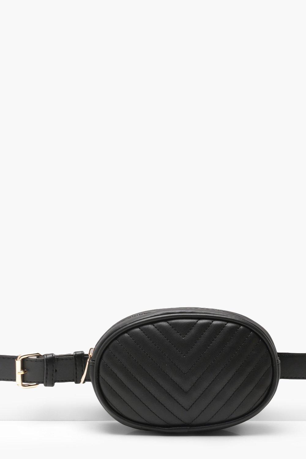 black quilted belt bag