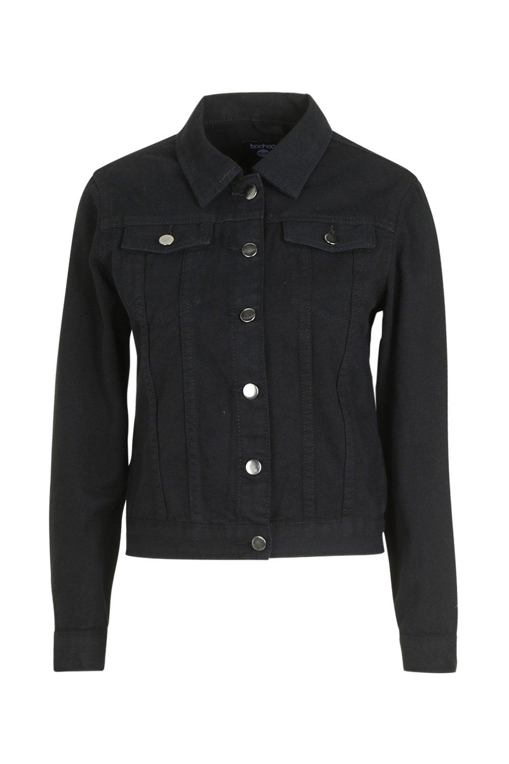 black fitted denim jacket