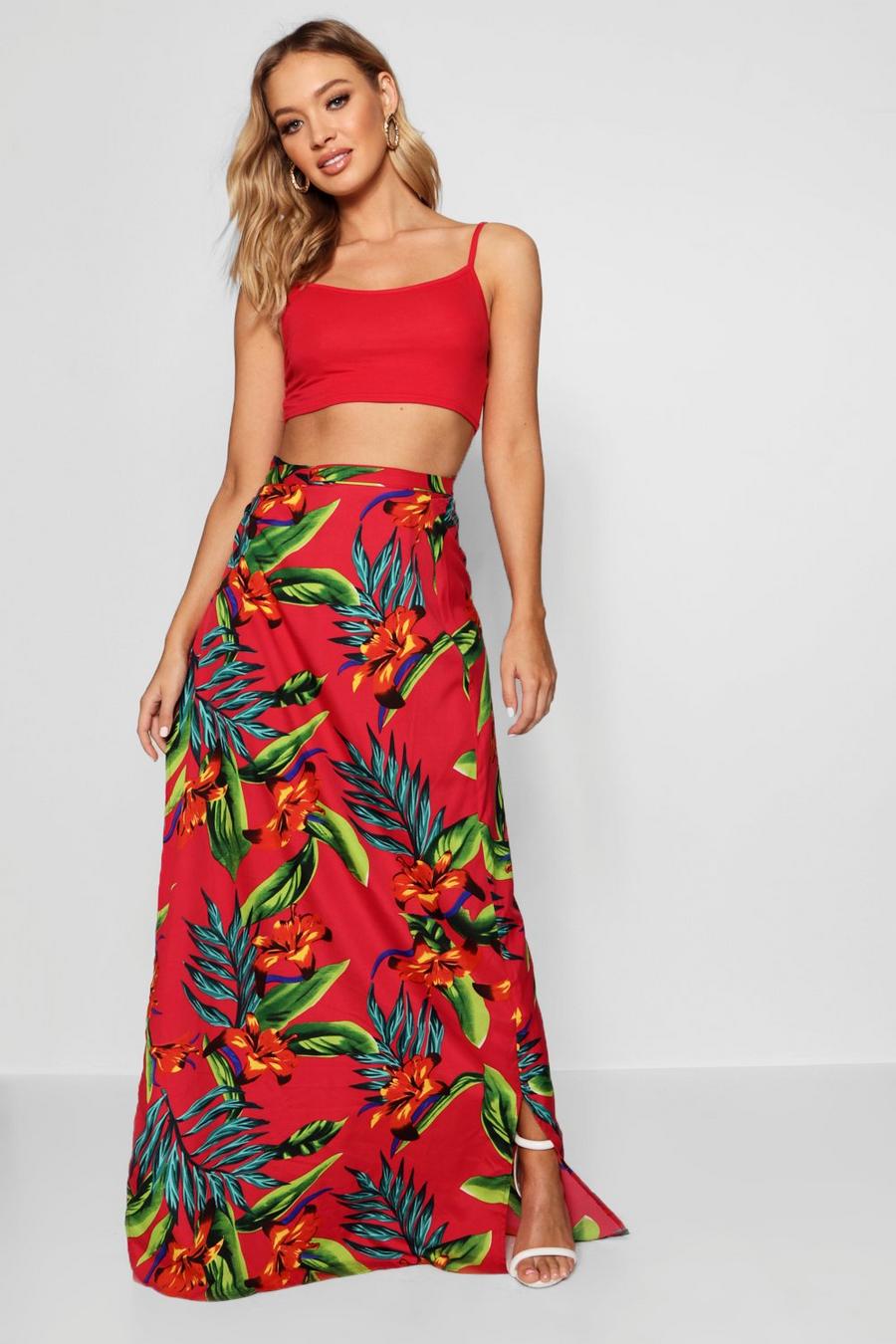Tropical Wrap Tie Maxi Skirt image number 1