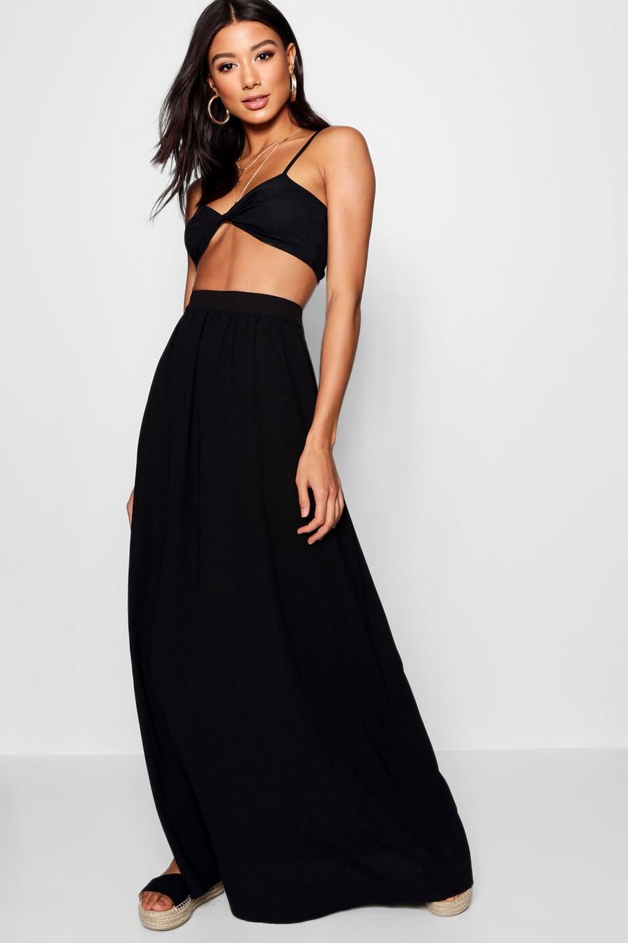 Basic Woven Floor Sweeping Maxi Skirt image number 1