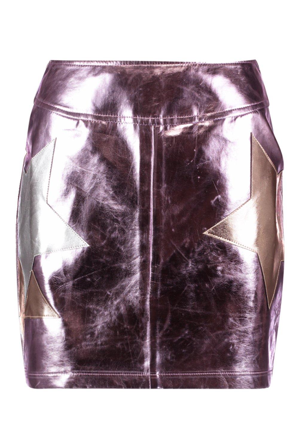 pink metallic skirt boohoo
