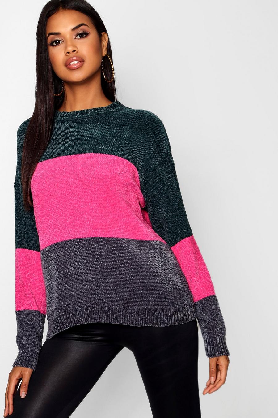 Chenille Colour Block Stripe Sweater image number 1