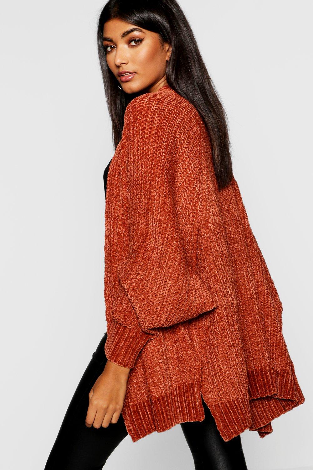 Orange sale chenille cardigan