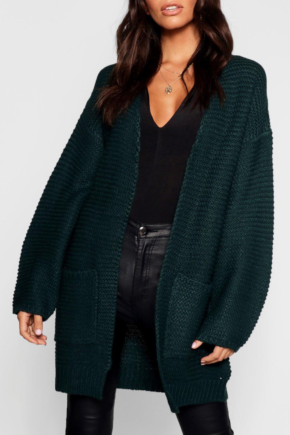 green open front cardigan