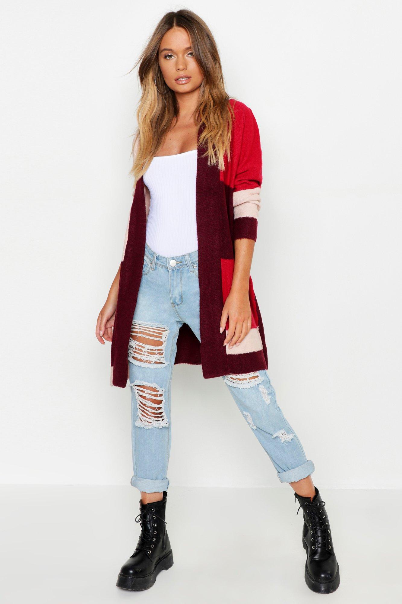 block colour cardigan
