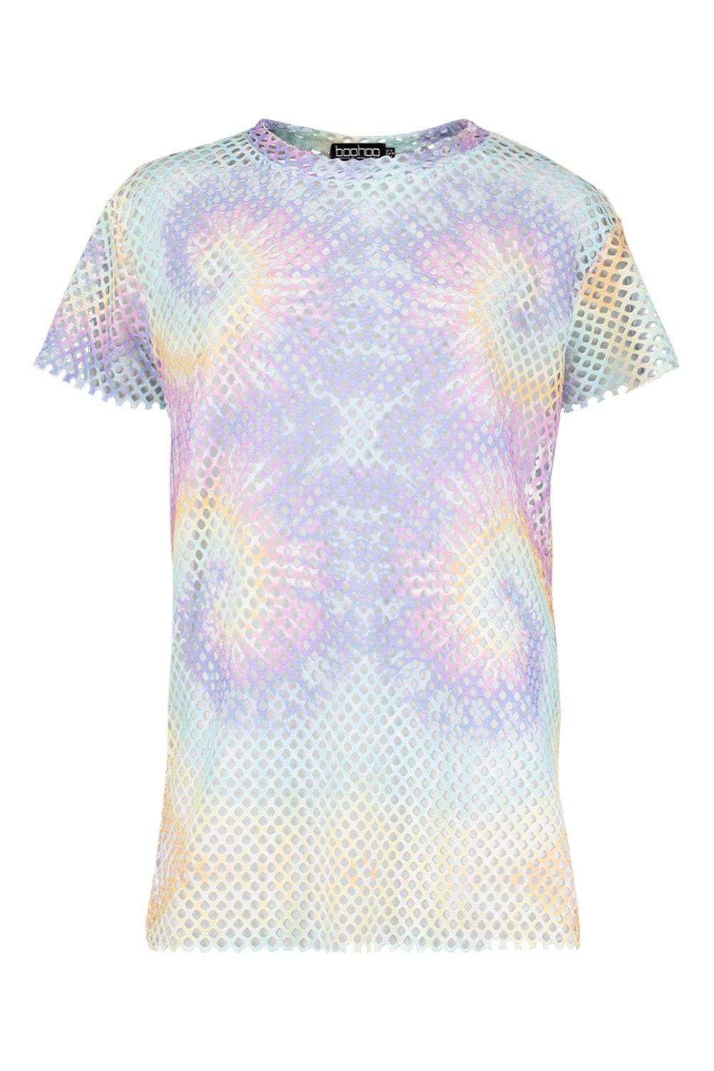 tie dye mesh t shirt dress