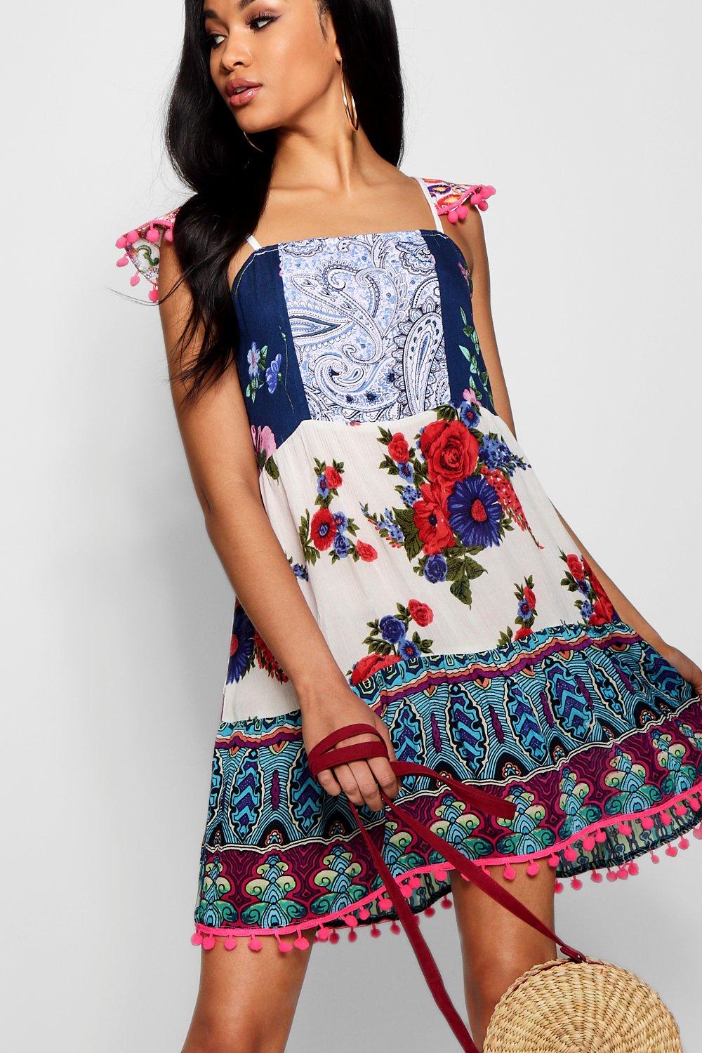 Boohoo hotsell patchwork dress