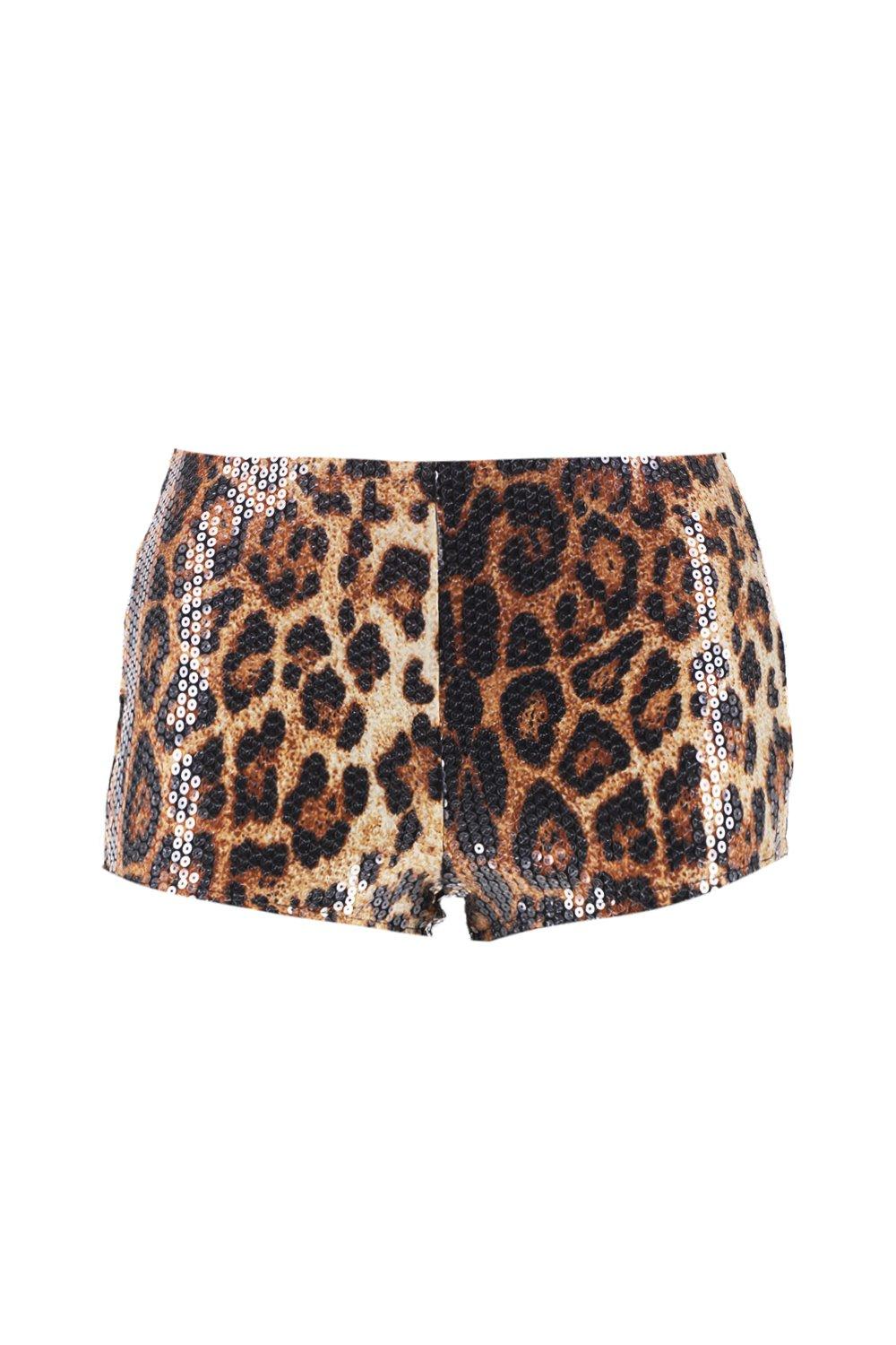 クラシック Leopard Shorts Booty Sequin Clothing