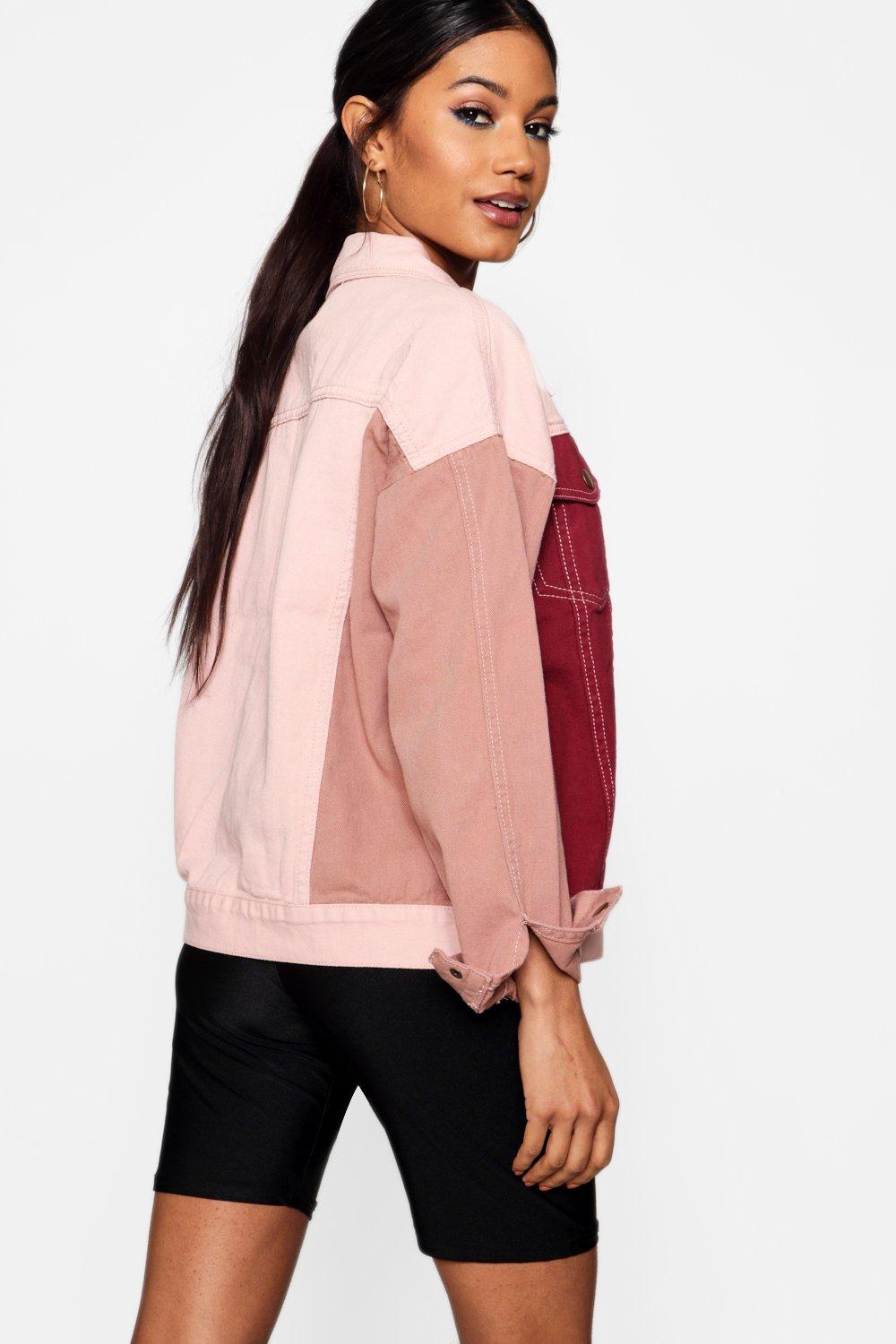 Pink denim jacket outlet boohoo