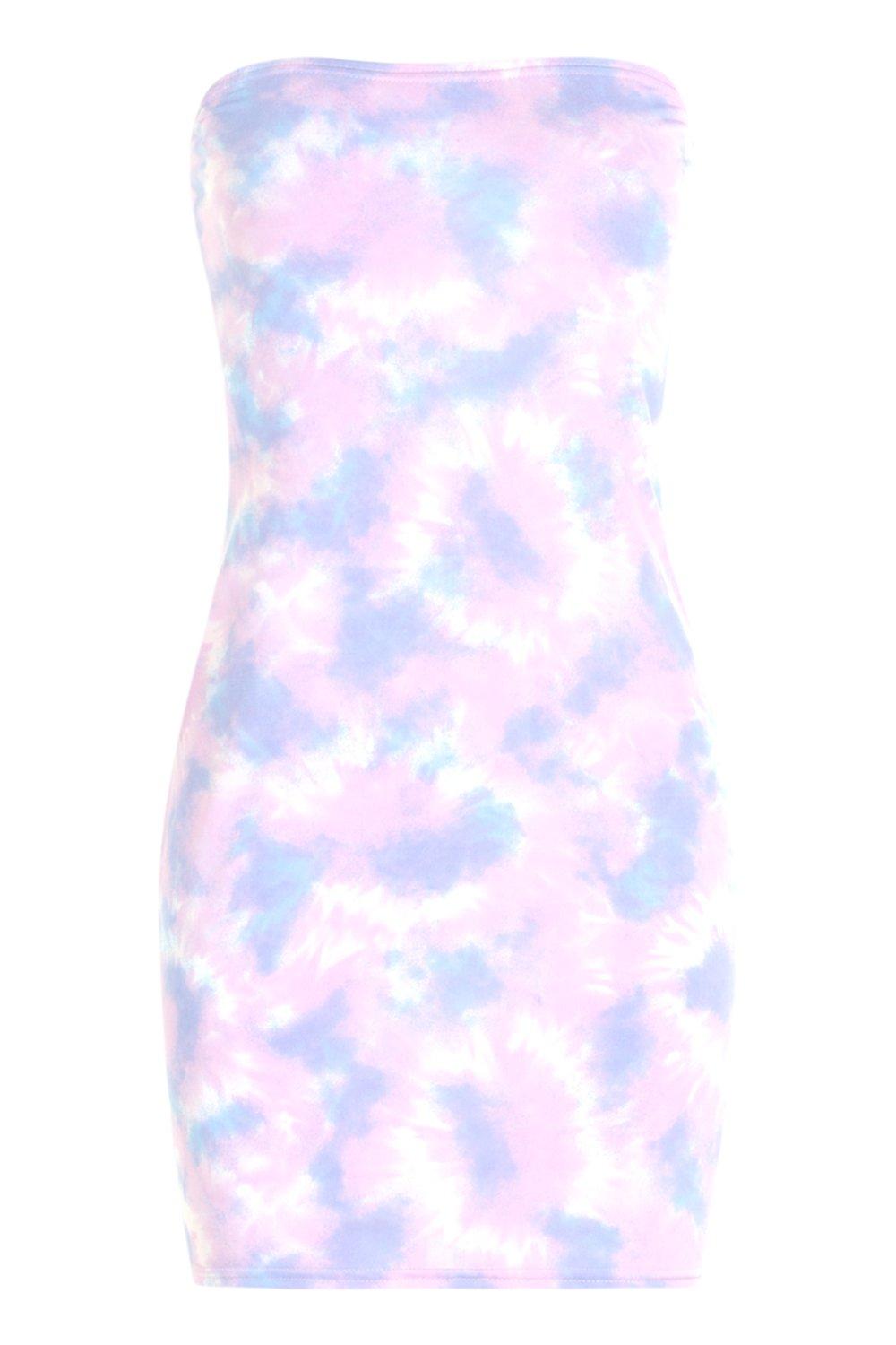 pink blue tie dye dress