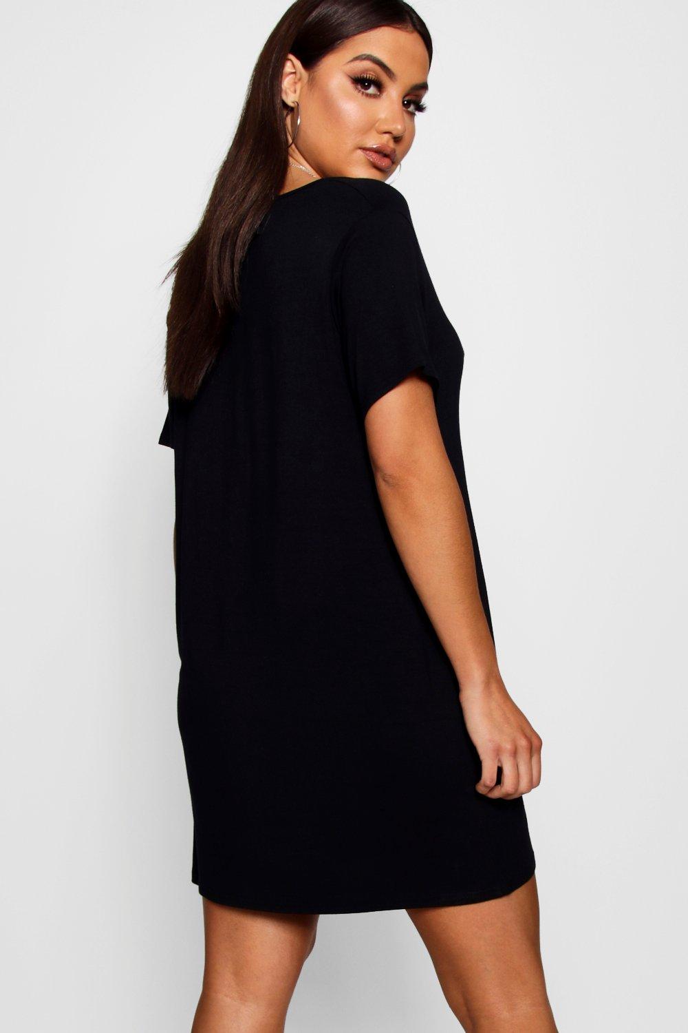 Black t shirt dress v cheap neck