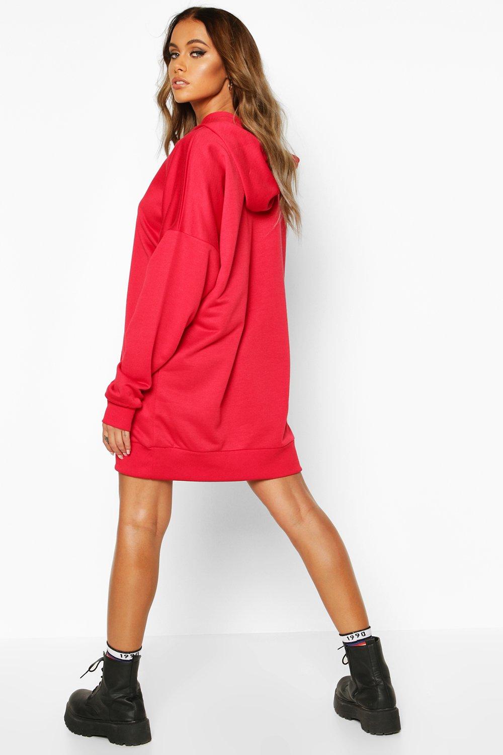 Red oversized hoodie dress sale