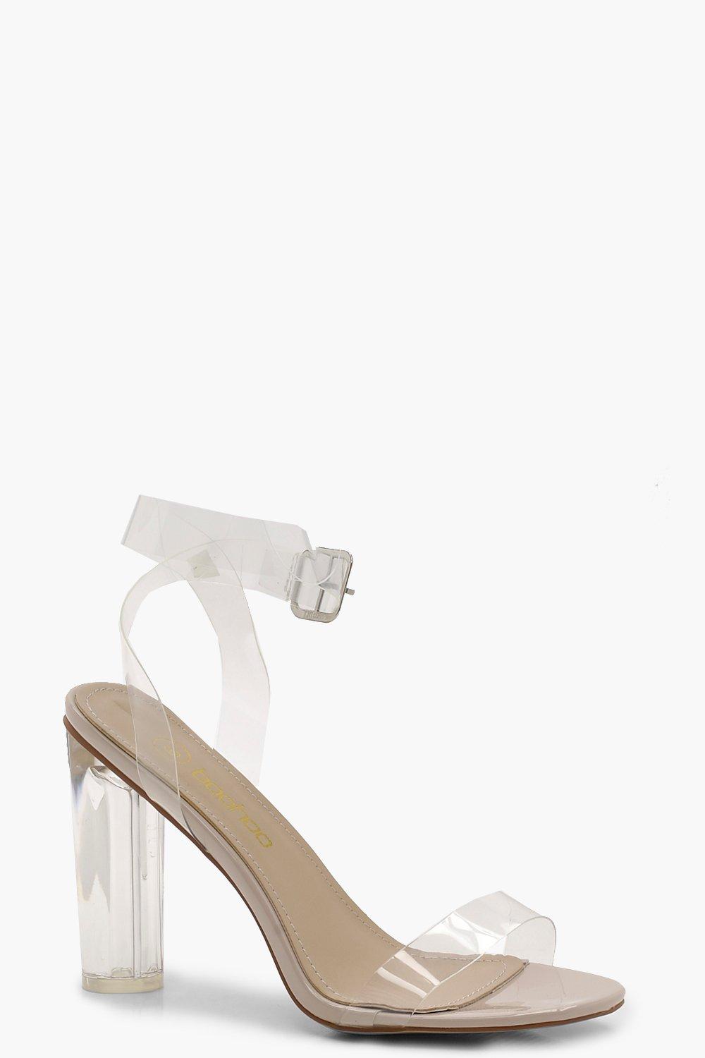 clear heel block shoes