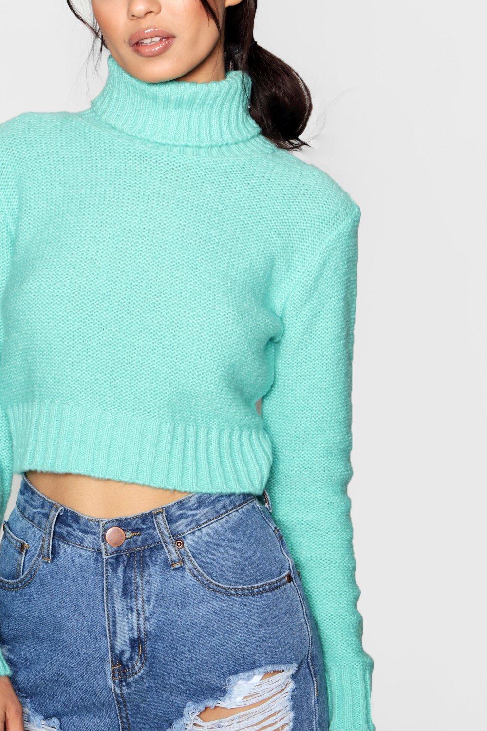 Mock neck 2024 cropped sweater