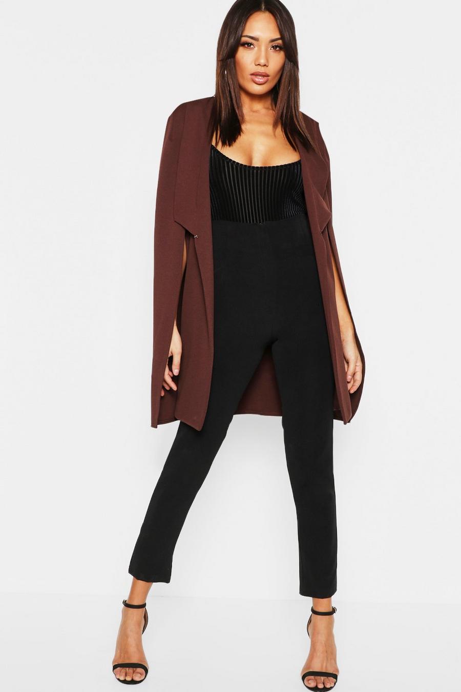 Chocolate Tailored Longline Cape image number 1