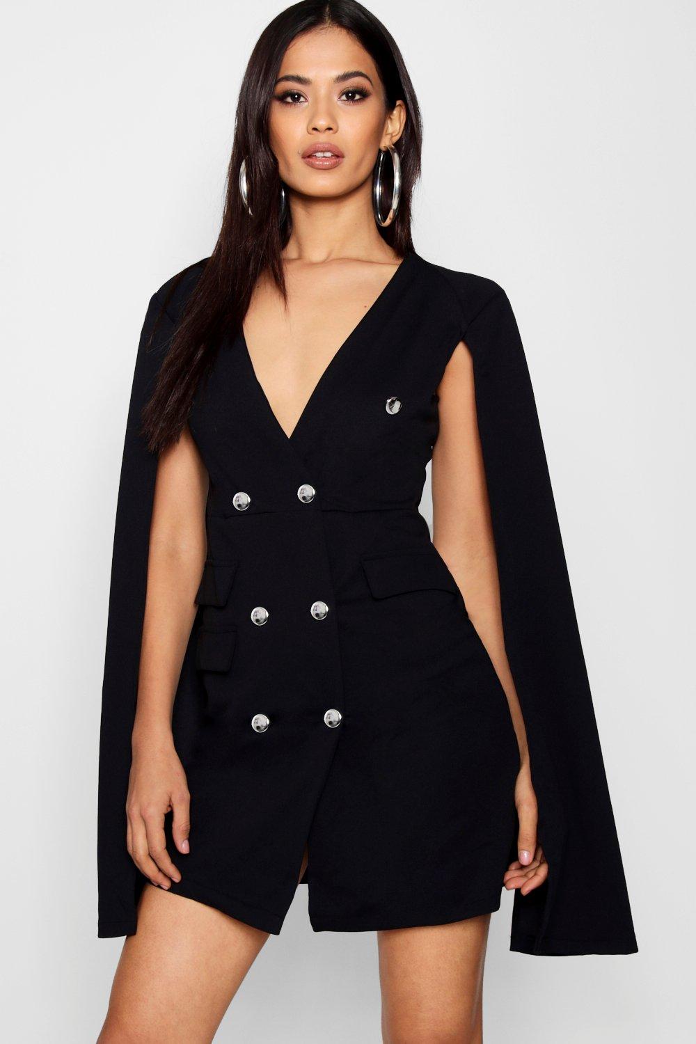 Zweireihiges Smoking-Kleid mit Cape-Ärmeln  boohoo