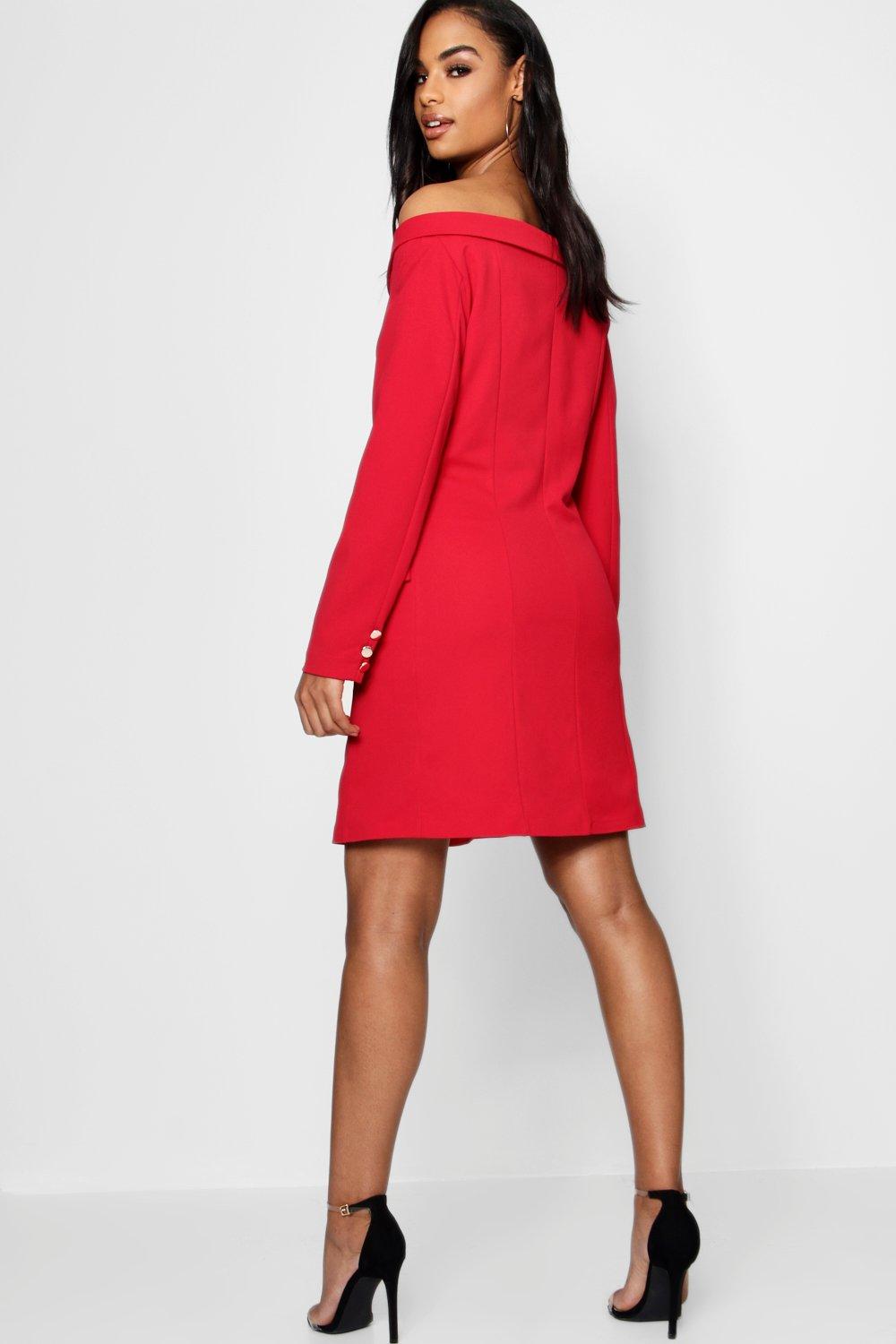 boohoo red blazer dress