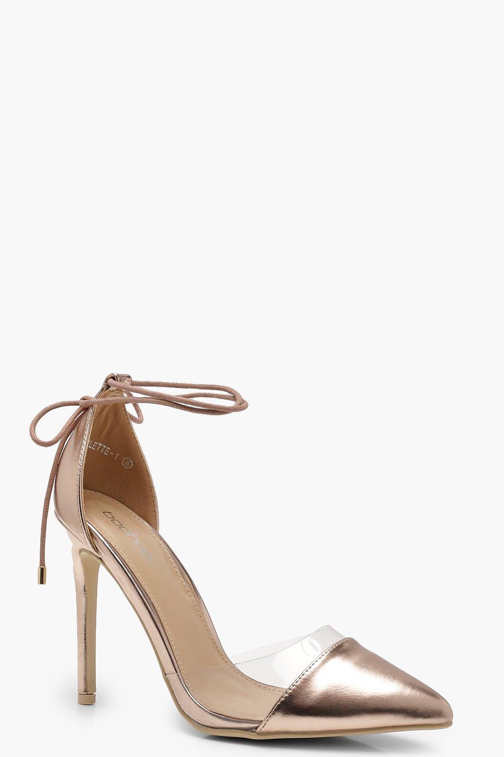 rose gold clear strap point toe barely there sandal