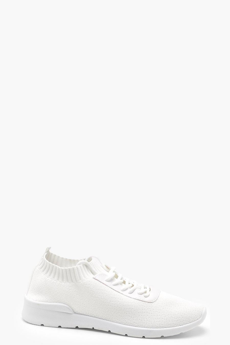 White Knitted Trainers image number 1