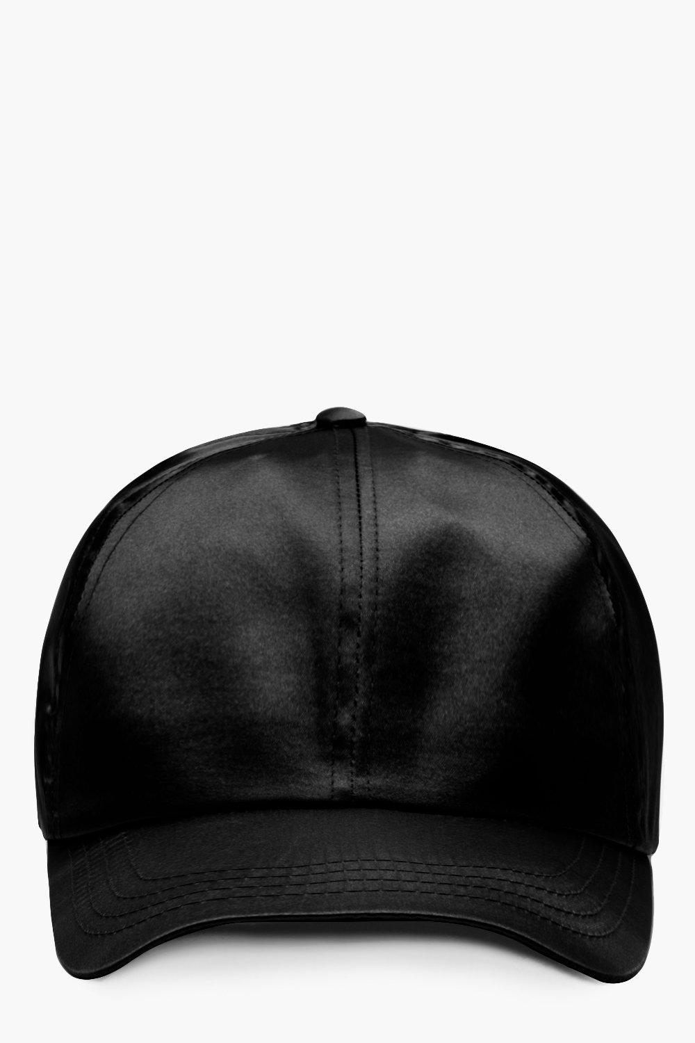 black satin baseball cap
