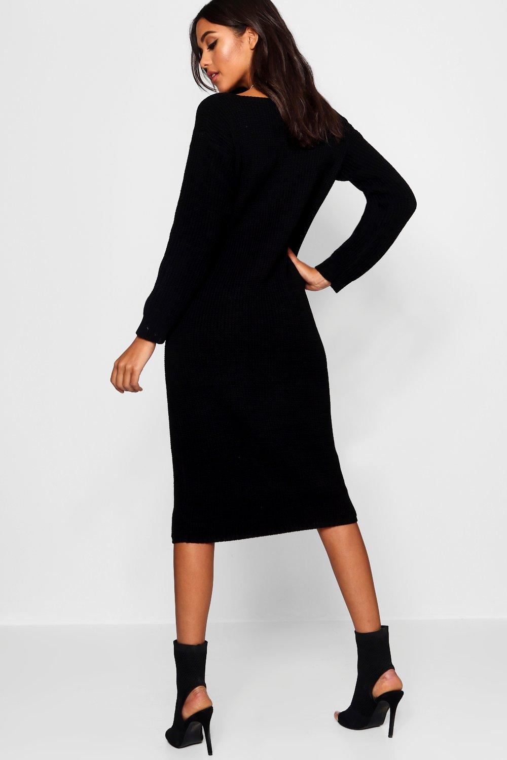 midi black jumper dress