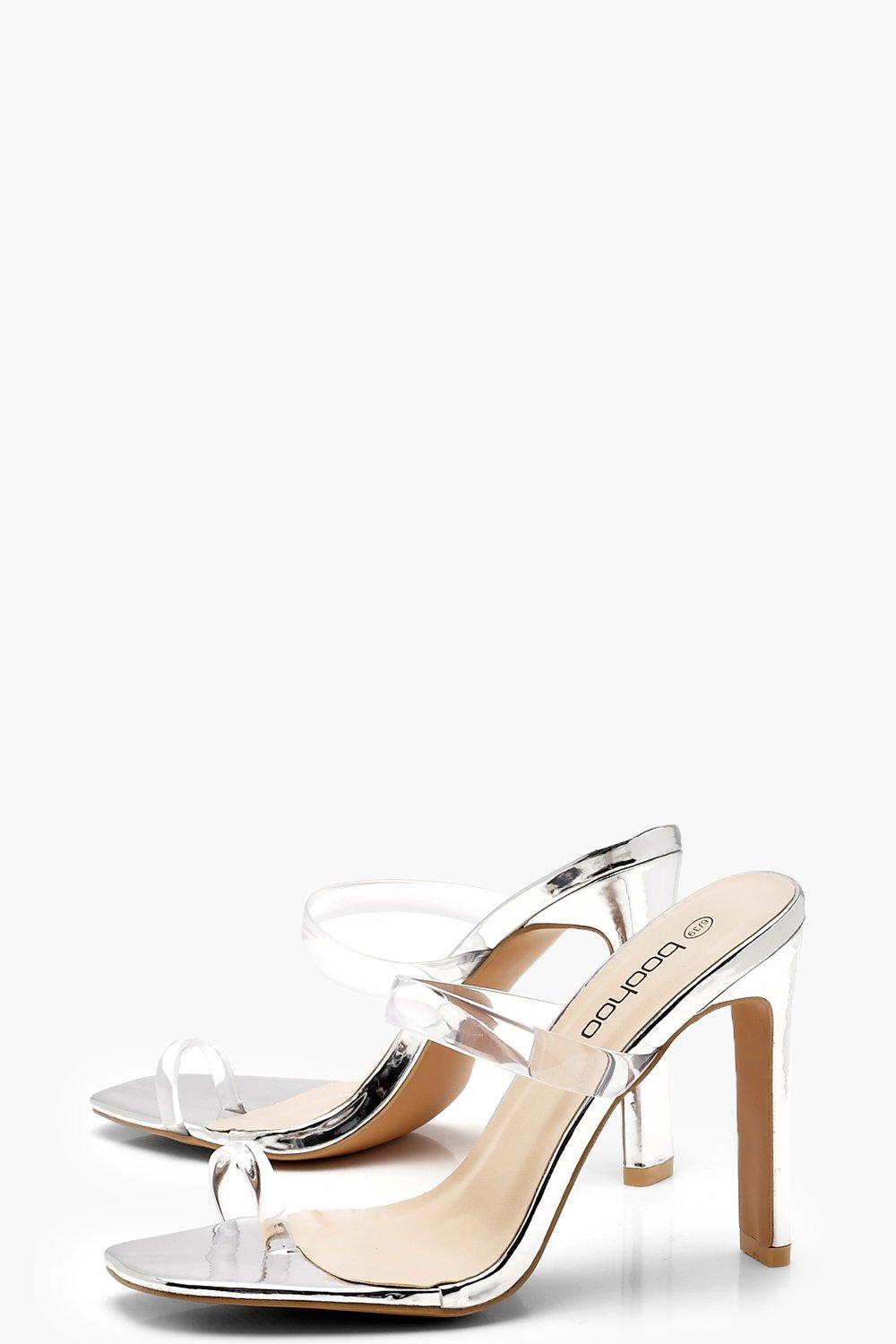 clear strap mule heels