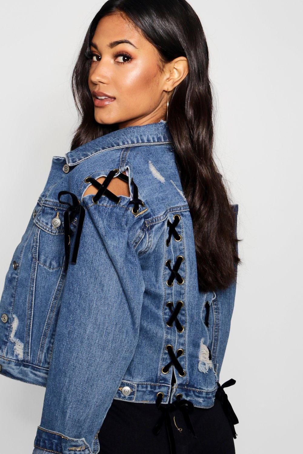 Lace up deals jean jacket